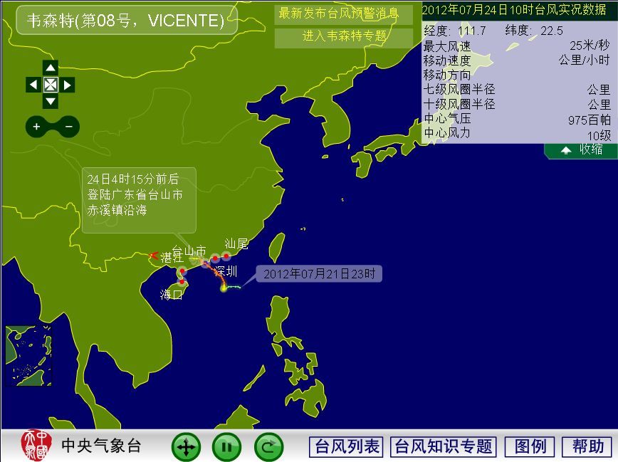 台風8号は広東省台山に上陸した